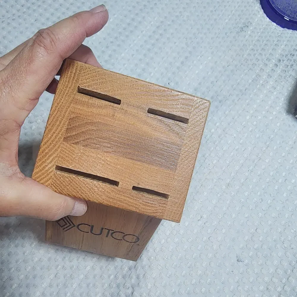 CUTCO EUC WOOD BLOCK 4 SLOT SOLID WOOD KNIFE BLOCK HOLDER
